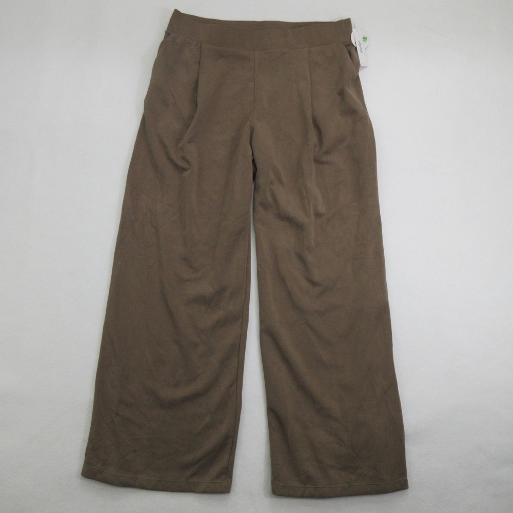 Ododos Womens Pants XL Brown Wide Leg Pull On Pockets Stretch New